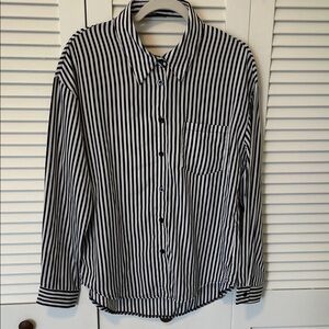 Commence Black and White Striped Shirt with open back